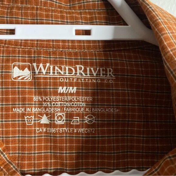 Wind River Men's Orange Checkered Short Sleeve Button Down Shirt - Picture 5 of 7